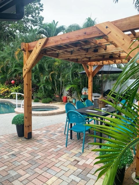 Night Uplighted Poolside Pergola in Downtown St Pete